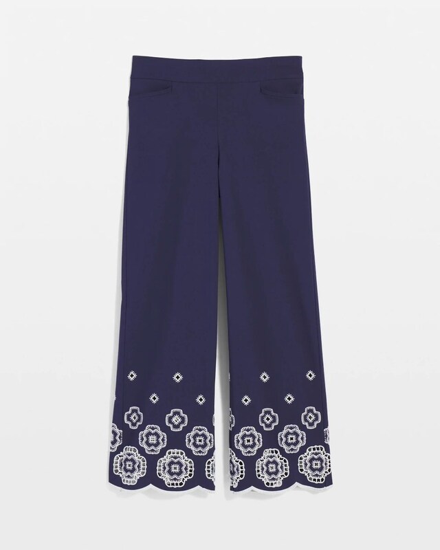 Brigitte Embroidered Wide-Leg Cropped Pants - image 5